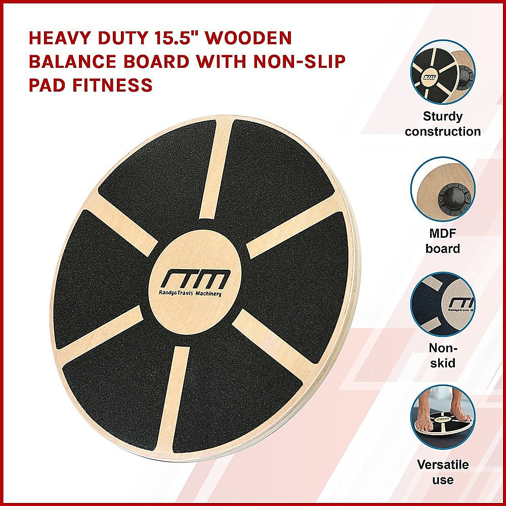 Heavy Duty 15.5 Wooden Balance Board with Non-Slip Pad Fitness"